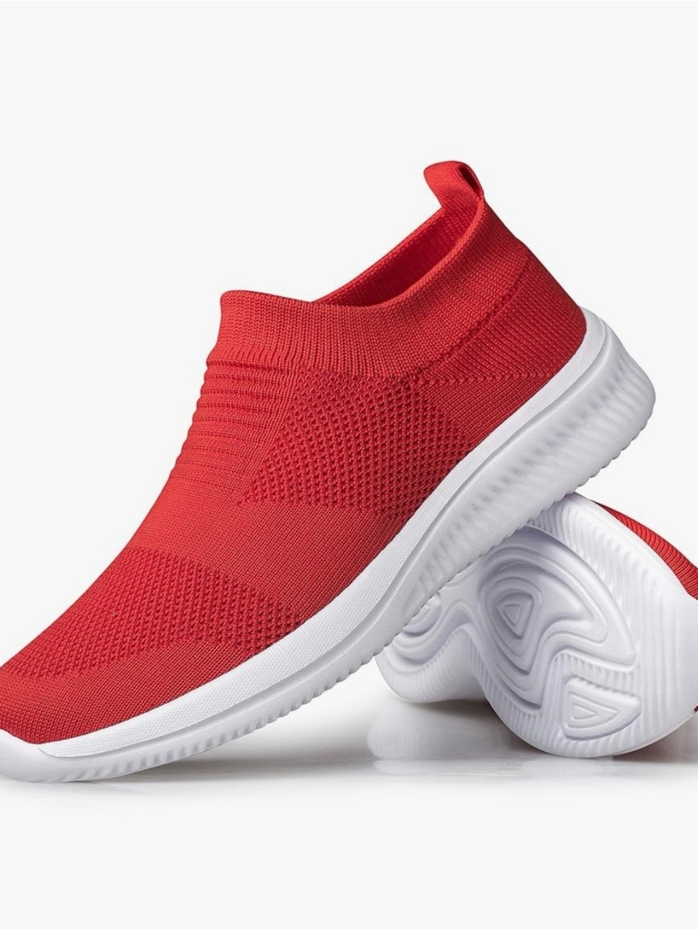 Slip-On Knit Athletic Sneakers in Red by Vibdiv